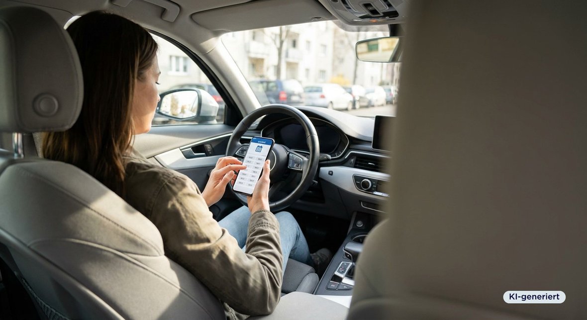 GenKI-Bild: Frau bucht einen Termin für ihr Auto